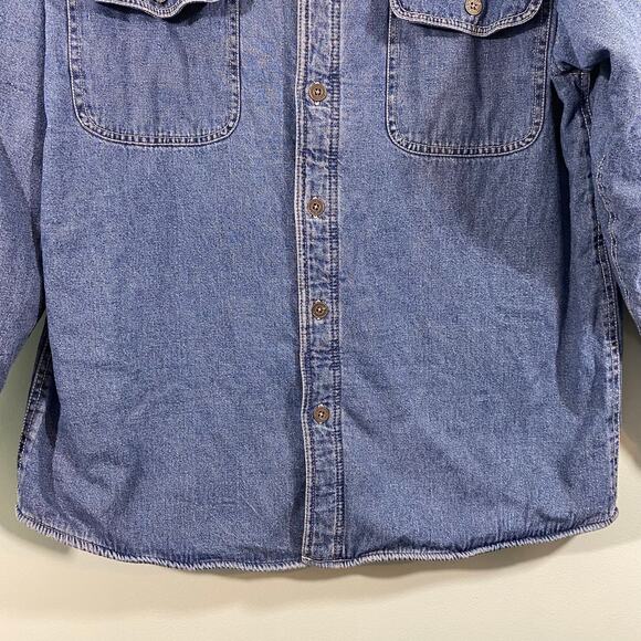 Vintage Levi's Men Blue Fleece Lined Button Up Denim Shirt Jacket Size L - Picture 3 of 9